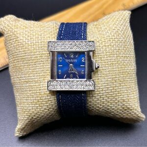 Joan Rivers Classics Silver and Blue Denim Watch